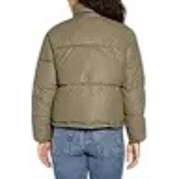 Express $128 Olive Women Puffer Coat Lg NWT - Picture 2 of 8